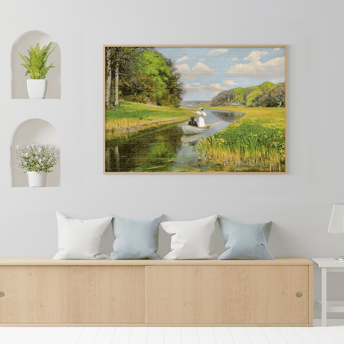 Puzzle adulti 1000 piese Hans Andersen Brendekilde - Spring. A Young Couple in a Rowing Boat on Odense-35151 Puzzle adulti 1000 piese Hans Andersen Brendekilde - Spring. A Young Couple in a Rowing Boat on Odense-35151