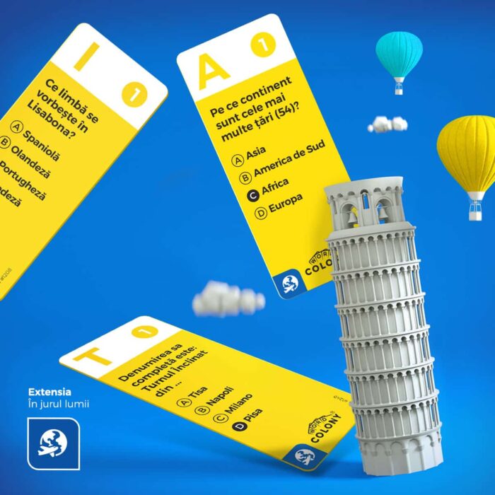 Extensia In Jurul Lumii Word Colony®, 100 carti de joc, +1 jucator, Editia RO-35385